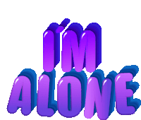 a sticker that says i 'm alone in purple and blue letters