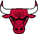 the chicago bulls logo is a red bull with white horns and a black nose .