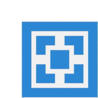 a blue square with a white square inside of it .