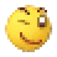 a pixel art illustration of a smiley face with a big smile