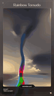 a picture of a rainbow tornado with a prompt " dna tornado "