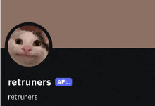 a picture of a cat with the words retruners apl on it