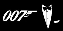 a black background with the 007 logo and a tuxedo and bow tie .