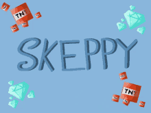 the word skeppy is surrounded by tnt and diamonds