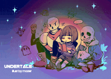 a drawing of three skeletons with the word undertale on the bottom