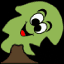 a cartoon drawing of a tree with a smiley face