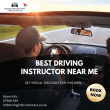 an ad for a driving instructor near me shows a man looking at his phone