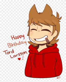 a drawing of a person with the words happy birthday tord larsson written on it