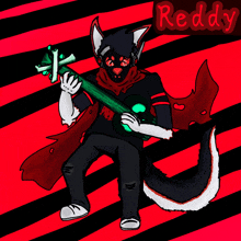 a drawing of a furry character with the name reddy on it