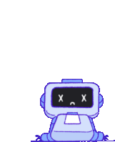 a cartoon illustration of a robot with a sad face