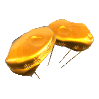 a pair of gold parachutes with spikes on them