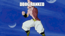 a cartoon character with the words " dbog ranked " written above him