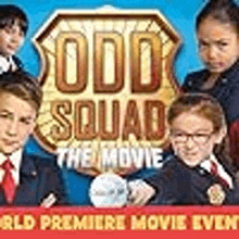 a group of children are standing next to each other on a poster for odd squad the movie .