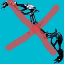 a drawing of a robot with a red x crossed over it