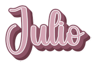 the word julio is written in a purple font