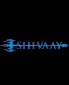 a logo for shiva ay with a blue arrow on a black background