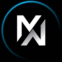 a white letter m is surrounded by a blue circle .