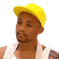 a man wearing a yellow hat and a white shirt