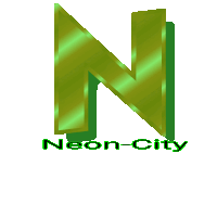 a neon city logo with a green letter n on a white background