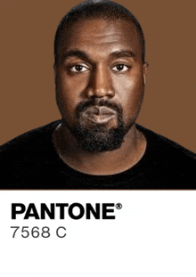 a man with a beard is wearing a black shirt and a pantone color .