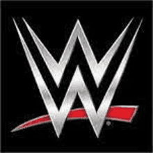 the logo for the wrestling league is a silver w with a red stripe .