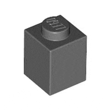 a gray lego brick with a hole in the middle is on a white background .