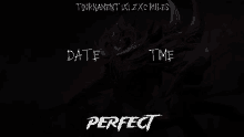 a poster that says perfect on it with a dark background