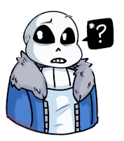 a cartoon drawing of a skeleton with a question mark above his head