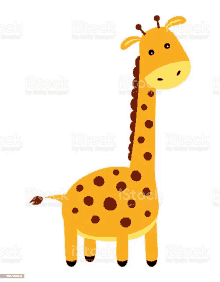 a cartoon giraffe with brown spots and a long neck royalty free