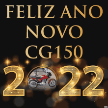 feliz ano novo cg150 2022 with a red motorcycle