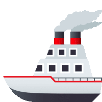 an illustration of a ship with two chimneys and smoke coming out of it