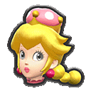 a sticker of princess peach wearing a pink crown and earrings .