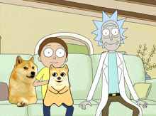 a cartoon of rick and morty sitting on a couch