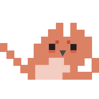 a pixel art drawing of a squirrel with a black nose