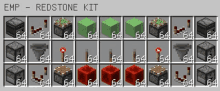 a minecraft screen shows a redstone kit with 64 blocks