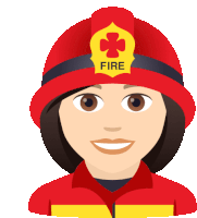 a woman wearing a fireman 's helmet with the word fire on it