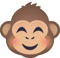 a smiling monkey with its eyes closed and a pink cheek