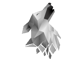 a low poly drawing of a wolf howling