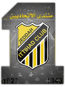 a black and yellow shield with the words jeddah itihad club on it