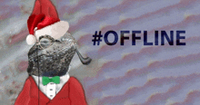 a picture of a lizard wearing a santa hat and a bow tie