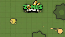 a game called zombie royale is being played on a green background