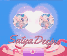 a blue background with a heart and the words satya deeph