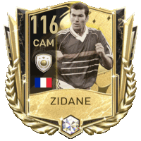 a soccer card with the name zidane and the number 116