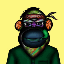 a colorful monkey wearing a bandana and sunglasses