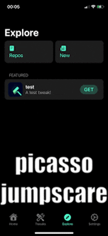 a phone screen shows a picasso jumpscare app