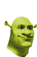 shrek 's head is smiling and has a white background