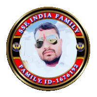 a picture of a man in sunglasses is surrounded by the words ssf india family