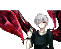 a boy with white hair and red eyes is chained to a wall