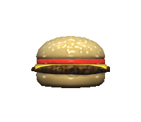 a cartoon drawing of a hamburger with cheese and tomato on a white background