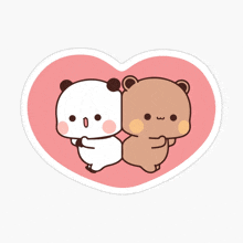 a sticker of two bears hugging each other in a heart shape